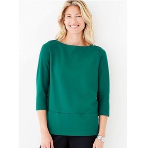 J.Jill Ponte Knit Boat-Neck Teal Top